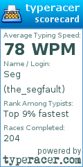 Scorecard for user the_segfault