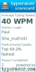 Scorecard for user the_truth34