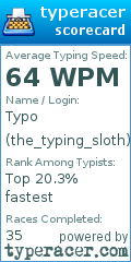 Scorecard for user the_typing_sloth