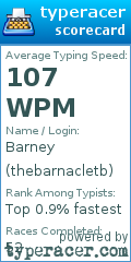 Scorecard for user thebarnacletb