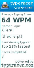 Scorecard for user thekillerpt