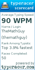 Scorecard for user themathguy