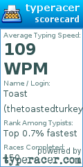 Scorecard for user thetoastedturkey