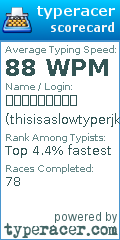 Scorecard for user thisisaslowtyperjk