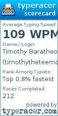 Scorecard for user timothytheteemo5