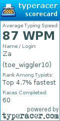 Scorecard for user toe_wiggler10