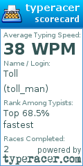 Scorecard for user toll_man