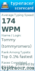 Scorecard for user tommyromero