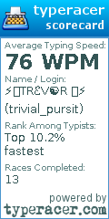 Scorecard for user trivial_pursit