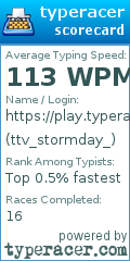 Scorecard for user ttv_stormday_