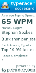 Scorecard for user turkishsniper_stephan
