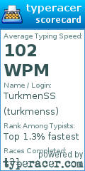 Scorecard for user turkmenss