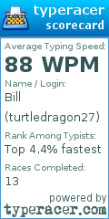 Scorecard for user turtledragon27