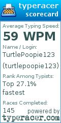 Scorecard for user turtlepoopie123