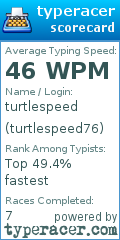 Scorecard for user turtlespeed76