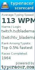 Scorecard for user twitchtv_blademasterrush