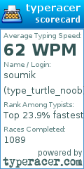 Scorecard for user type_turtle_noob