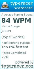 Scorecard for user type_words