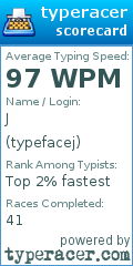 Scorecard for user typefacej