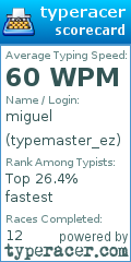 Scorecard for user typemaster_ez