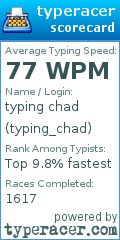 Scorecard for user typing_chad