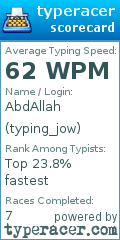 Scorecard for user typing_jow