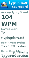 Scorecard for user typingdemup