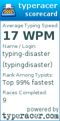 Scorecard for user typingdisaster