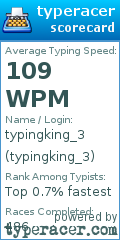 Scorecard for user typingking_3