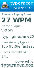 Scorecard for user typingmachine2022