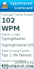 Scorecard for user typingmaster105