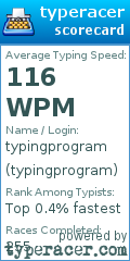 Scorecard for user typingprogram