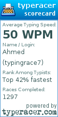 Scorecard for user typingrace7