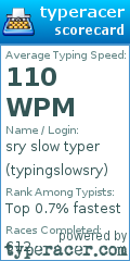 Scorecard for user typingslowsry