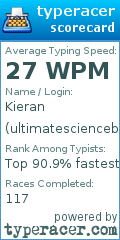 Scorecard for user ultimatescienceboy