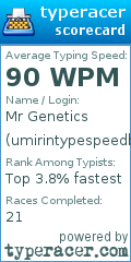 Scorecard for user umirintypespeedbrah