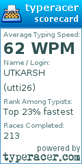 Scorecard for user utti26