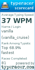 Scorecard for user vanilla_cruise