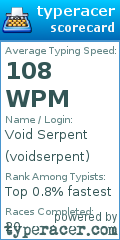 Scorecard for user voidserpent