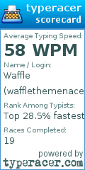 Scorecard for user wafflethemenace