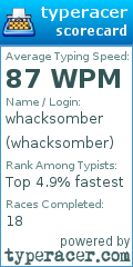 Scorecard for user whacksomber