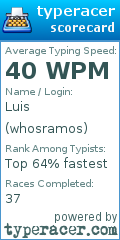 Scorecard for user whosramos