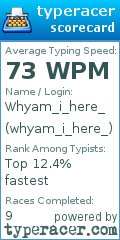 Scorecard for user whyam_i_here_