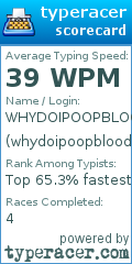 Scorecard for user whydoipoopblood