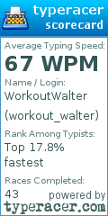 Scorecard for user workout_walter