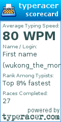 Scorecard for user wukong_the_monkey_king