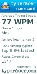 Scorecard for user xdevilwastaken