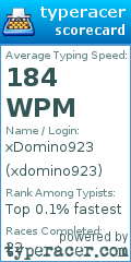 Scorecard for user xdomino923