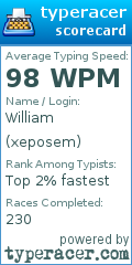 Scorecard for user xeposem
