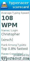 Scorecard for user xirsch